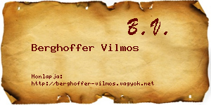 Berghoffer Vilmos névjegykártya
